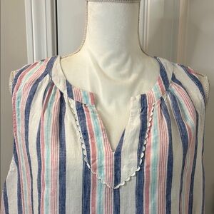 Crown & Ivy Blue Red Relaxed Blouse Size XLP
